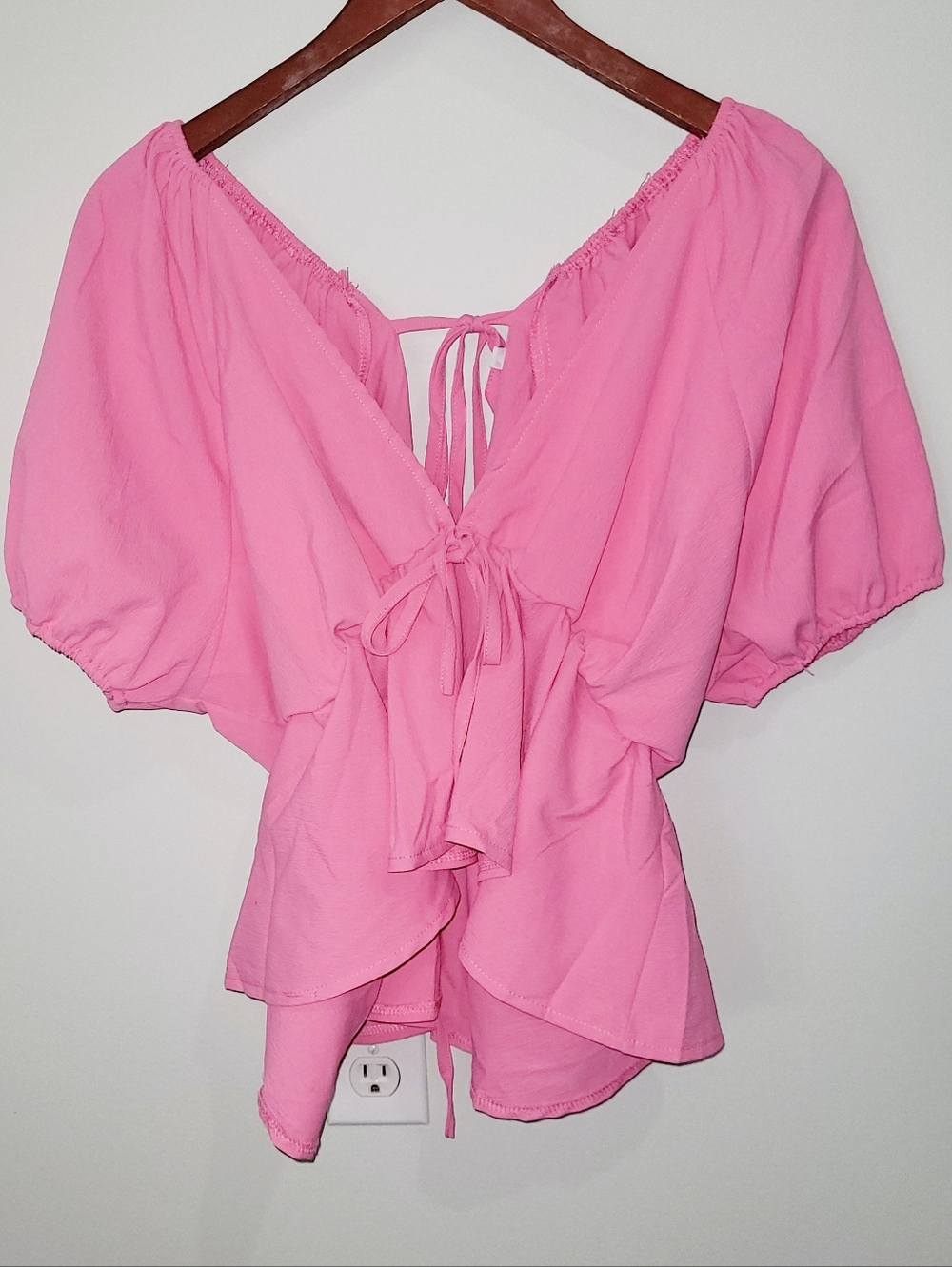 NWOT Pink Top with Two Ties In The Back. Size XL